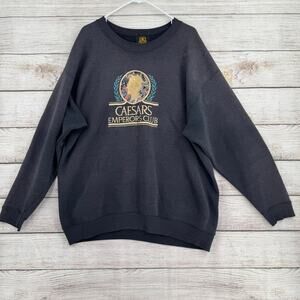 Vintage 90s Caesars Emperors Club Embroidered Crewneck Sweatshirt Adult XXL Gray